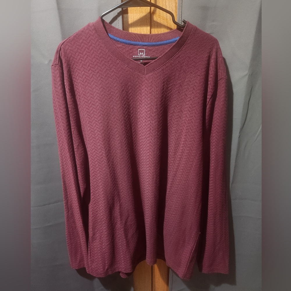 Micheal Strahan Men's V-Neck Sweater - Burgundy